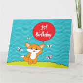Birthday Fox - 1e verjaardag Kaart (Voorkant)