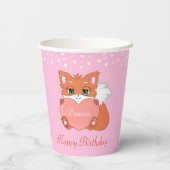 Birthday Fox and Flowers on Light Pink Papieren Bekers (Achterkant)