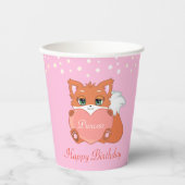 Birthday Fox and Flowers on Light Pink Papieren Bekers (Voorkant)