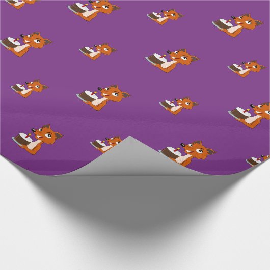 Birthday fox cartoon cadeaupapier (Hoek)