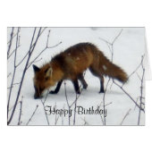 Birthday Fox in sneeuwkaart (Voorkant Horizontaal)