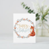 Birthday Fox Wreath Briefkaart (Staand voorkant)