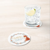 Birthday Fox Wreath Ronde Kartonnen Onderzetter (Insitu)