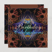 Birthday Fractal Celebrations Invitation Kaart (Voorkant / Achterkant)