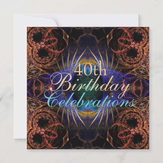 Birthday Fractal Celebrations Invitation Kaart (Voorkant)
