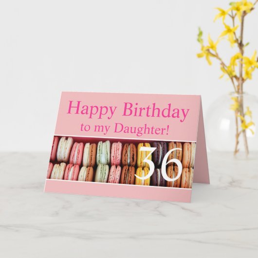Birthday Franse macaron Kaart (Gele Bloem)