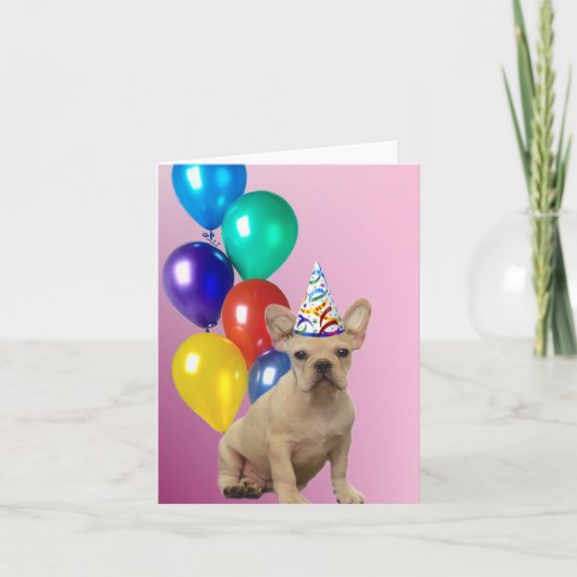 Birthday French Bulldog Kaart (Voorkant)