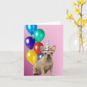 Birthday French Bulldog Kaart (Gele Bloem)