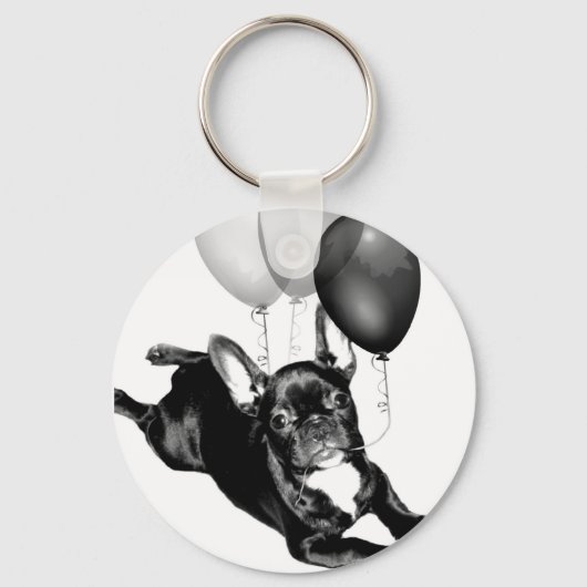 Birthday French Bulldog sleutelhanger (Voorkant)