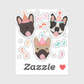 Birthday French Bulldogs Confetti Sticker (Vel)
