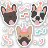 Birthday French Bulldogs Confetti Sticker (Voorkant)