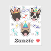 Birthday French Bulldogs Confetti Sticker (Vel)