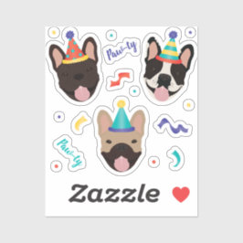 Birthday French Bulldogs Confetti Sticker