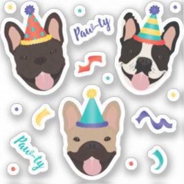 Birthday French Bulldogs Confetti Sticker