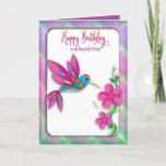 Birthday Friend Abstracte kleurvochtige Hummingbir Kaart<br><div class="desc">Zie veel andere producten met dezelfde en/of soortgelijke design. Zoek in MIJN COLLECTIES op mijn site en ga naar Abstracte Hummingbird</div>