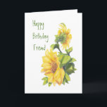 Birthday Friend Watercolor Sunflowers, Floral Kaart<br><div class="desc">Birthday Friend Watercolor Sunflowers,  Floral</div>