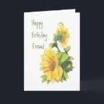 Birthday Friend Watercolor Sunflowers, Floral Kaart<br><div class="desc">Birthday Friend Watercolor Sunflowers,  Floral</div>