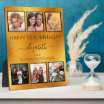 Birthday Friends Gold foto collage Fotoplaat<br><div class="desc">Een geschenk van vrienden voor de 50ste (of om het even welke leeftijd) verjaardag van een vrouw, die haar leven viert met een collage van 6 van uw hoogstaande foto's van haar, haar vrienden, familie, interesse of huisdieren. Geef haar naam, leeftijd 50 jaar en uw namen een persoonlijk tintje. Een...</div>