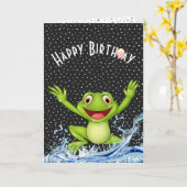 Birthday Frog pompt ons water Kaart (Gele Bloem)