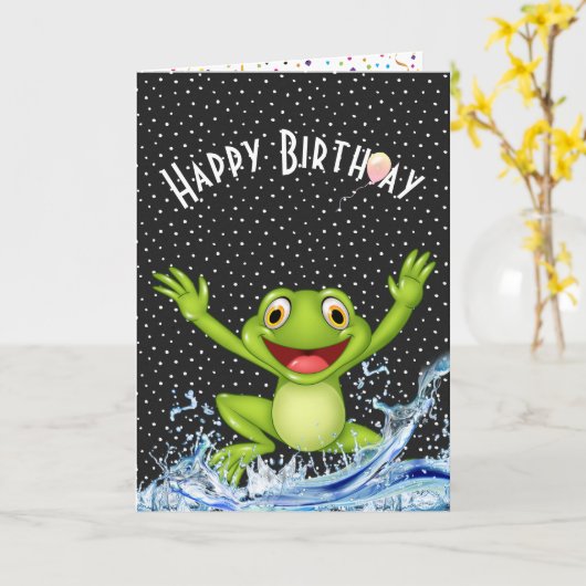 Birthday Frog pompt ons water Kaart (Gele Bloem)
