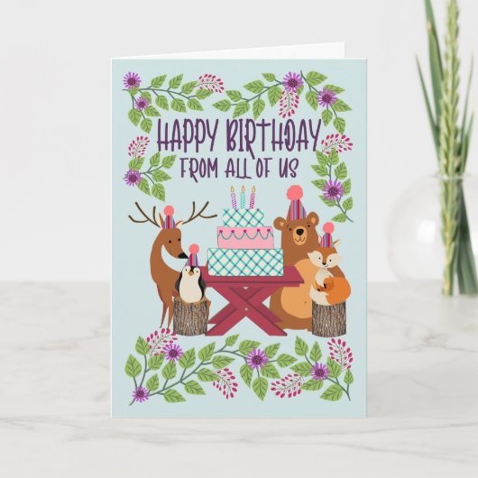 Birthday From All Woodland Animals Kaart (Voorkant)