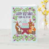 Birthday From All Woodland Animals Kaart (Gele Bloem)