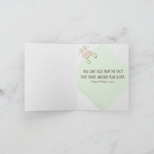 birthday fun bunny in flower pot kaart (Binnen)