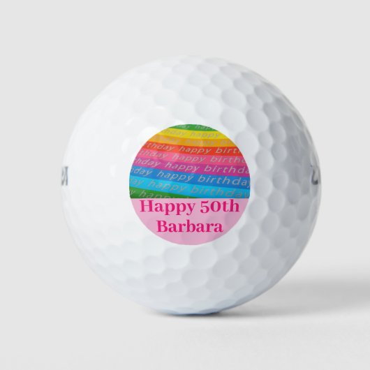 Birthday Fun Colorful Rainbow Golfballen (Voorkant)