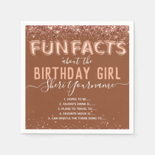 Birthday Fun Facts ballontekst Glitter Girly Servet