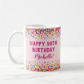 Birthday Fun Pink Colorful Confetti Koffiemok (Links)