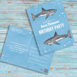 Birthday Fun Simple Whimsical Sharks Blue Ocean Briefkaart