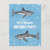 Birthday Fun Simple Whimsical Sharks Blue Ocean Briefkaart (Voorkant)