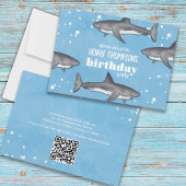 Birthday Fun Whimsical Ocean Sharks QR Codes Kaart
