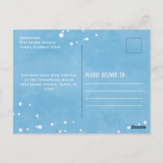 Birthday Fun Whimsical Ocean Swimming Sharks Briefkaart (Achterkant)