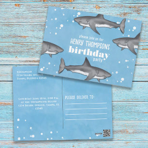 Birthday Fun Whimsical Ocean Swimming Sharks Briefkaart