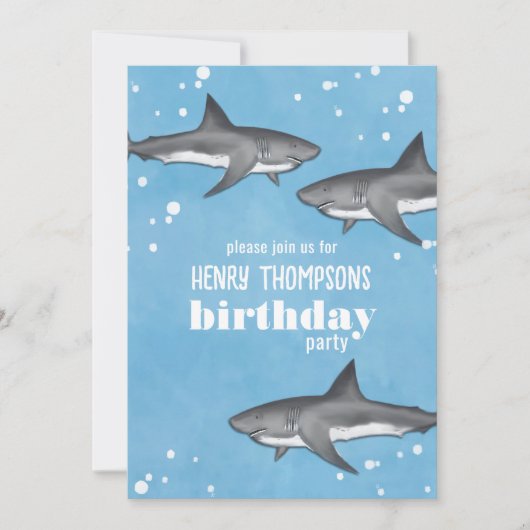 Birthday Fun Whimsical Ocean Swimming Sharks Kaart (Voorkant)