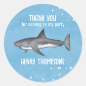 Birthday Fun Whimsical Sharks Cute Bedankt Ronde Sticker (Voorkant)