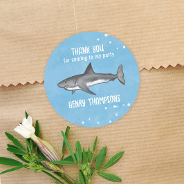 Birthday Fun Whimsical Sharks Cute Bedankt Ronde Sticker