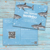 Birthday Fun Whimsical Sharks Ocean QR Code Briefkaart