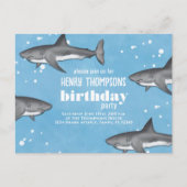 Birthday Fun Whimsical Sharks QR Code Social Media Briefkaart (Voorkant)