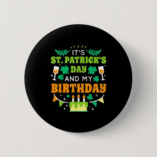 Birthday Funny Born On St Patricks Day 2020  Ronde Button 5,7 Cm (Voorkant)