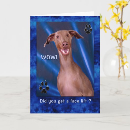 Birthday Funny Doberman Dog Painting Kaart (Gele Bloem)