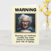 Birthday Funny Old Lady en Candles Kaart (Gele Bloem)