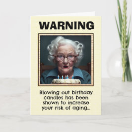 Birthday Funny Old Lady en Candles Kaart
