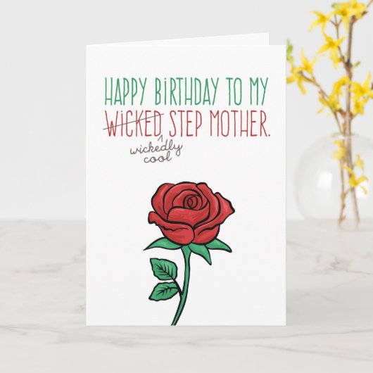 Birthday Funny-Wicking (Wickly Cool) Stepmama Kaart (Gele Bloem)