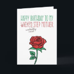 Birthday Funny-Wicking (Wickly Cool) Stepmama Kaart<br><div class="desc">Geef je Step Moeder een lach terwijl je haar een gelukkige verjaardag toewenst met deze unieke kaart, met de titel "Happy Birthday to my Wickely Cool Step Moeder." Word "geschopt" wordt doorgestreept, met bewerkende tekens en vervangen door "welig cool". Het ontwerp is voorzien van een met de hand getrokken rode...</div>