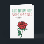Birthday Funny-Wicking (Wickly Cool) Stepmama Kaart<br><div class="desc">Geef je Step Moeder een lach terwijl je haar een gelukkige verjaardag toewenst met deze unieke kaart, met de titel "Happy Birthday to my Wickely Cool Step Moeder." Word "geschopt" wordt doorgestreept, met bewerkende tekens en vervangen door "welig cool". Het ontwerp is voorzien van een met de hand getrokken rode...</div>