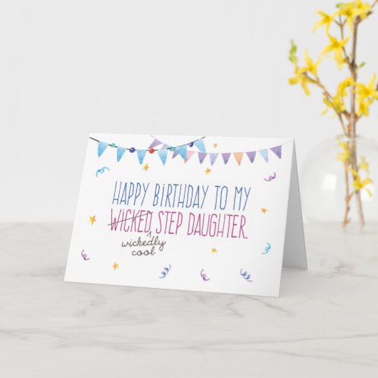 Birthday, Funny - (Wickly Cool) Stepdochter Kaart (Gele Bloem)
