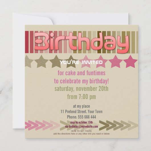 Birthday FunTimes Uitnodiging (Achterkant)