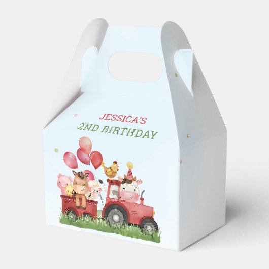 Birthday Fute Farm Animals Party Bedankdoosjes (Voorkant Zijde)